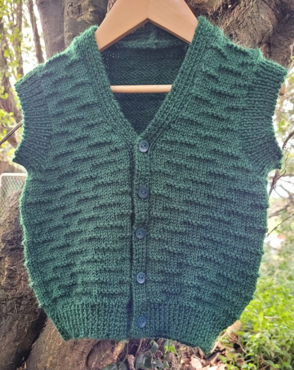 Child’s button up vest using caterpillar stitch in 8 ply knitting pattern - Image 3