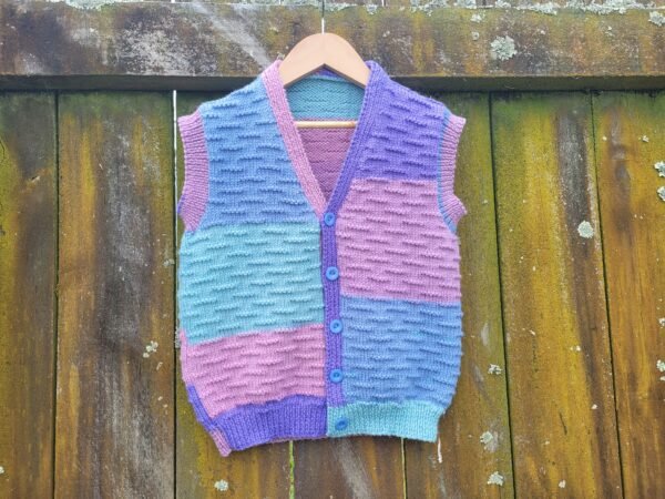 Child’s button up vest using caterpillar stitch in 8 ply knitting pattern - Image 5